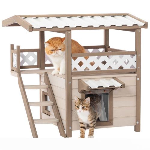 New Style Wood Pet House With Roof Balcony and Bed Shelter New Style Wood Pet House With Roof Balcony and Bed Shelter